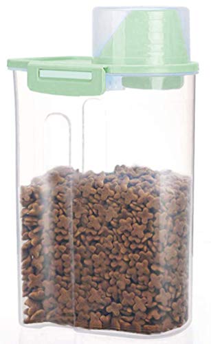 Pet Food Storage Container with Graduated Cup and Seal Buckles Food Dispenser for Dogs Cats (Green) - color: Green