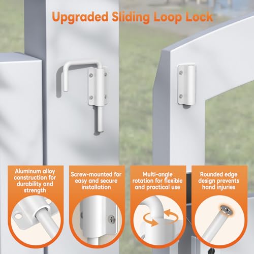 Upgraded Sliding Door Loop Lock, Gate Latches, White | 90/180 Degree Patio-Security U-Bolt Latch Lock for Barn Door, Closet, Fence, Window, Multi-Angle, Aluminum Alloy - color: White-1PC