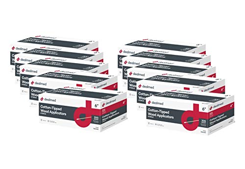 Dealmed 6 in Sterile Cotton-Tipped Applicators - 2000 Count Case | 100% Pure Cotton Tips, Wooden Shafts, Individually Wrapped Pairs, 100 Pouches Per Box, For Medication And Skin Care - size: 6" Sterile (Case of 2,000)