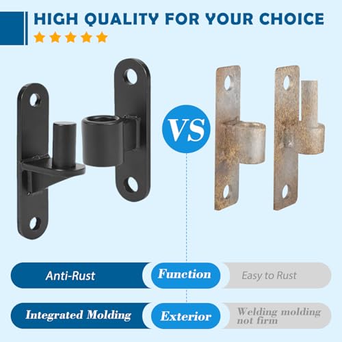 Gate Hinges Heavy Duty, Steel Hinges with Electroplated Coating, 4 Packs Wall Mount Gate Hinges for Fences & Farm Gates, Gate Hardware 600 lbs Capacity - color: Black 4Pack(8pcs)
