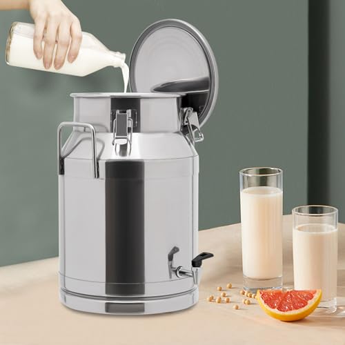 Milk Bucket With Faucet,Stainless Steel Milk Can Large Liquid Container Storage,With Sealing Lid and Carry Handle,for Wine, Oil Storage Transport (30L/8 Gal,w/Faucet) - size: 30L/8 Gal,w/Faucet
