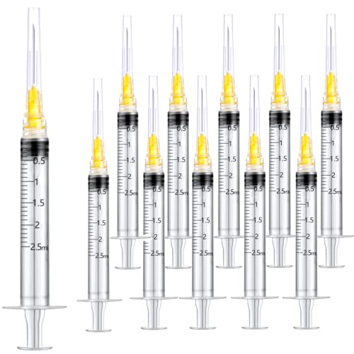 15 Pack 2.5ml 25Ga Plastic Syringe with Measurement for Scientific Labs and Industrial Dispensing, Disposable Individually Wrapped (15, 2.5ml-25Ga) - size: 2.5ml-23Ga