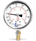 Compound Pressure Gauge -30 inHg to 60 PSI, Liquid Filled, 4" Dial, 1/4 NPT Lower Mount, 304 Stainless Steel Case, Brass Parts, PSI/inHg - ASME B40.1 Grade A - size: -30inHg / 0 / +60Psi, style: STANDARD