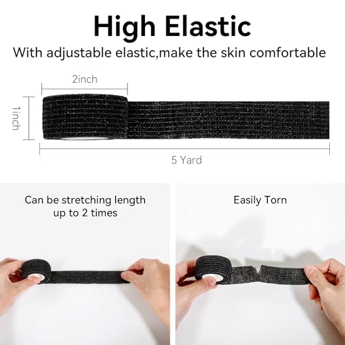 Self Adhesive Bandage Wrap,Bandage Tape,Medical Tape,Vet Tape | Athletic Tape Gauze,for First Aid,Sports, Wrist, Ankle (16pcs Black, 1inch*5Yards) - color: Black, size: 1inch*16rolls