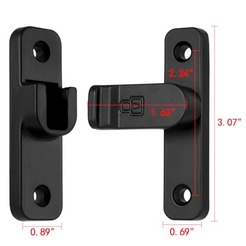 Black 90 Degree Right Angle Barn Door Latches，Flip Gate Lock | Zinc Alloy Sliding Door Latch Lock,Cabinet Lock,for bedroom,Wine Cabinet,drawer,cabinet,garage,window,Pet Cage - color: Black