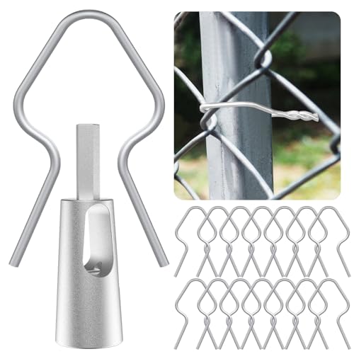 200 Pcs T Post Clips Kit, Metal Wire Fence Clip & 1 Drill Chuck, Galvanized Steel Tie Preformed T-Post Fence Clips 11 Gauge Fence Ties Fast Installation Farm Garden&Livestock Fencing T/U-Posts(Silver) - size: 200PCS