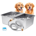 6 Gallon Automatic Dog Water Bowl Dispenser Outdoor Dog Waterer | Stainless Steel Outside Extra Large Self Filling Auto Water Bowl for Dogs Cats Pets Livestock Chicken