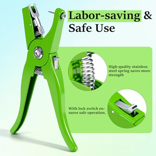 Livestock Ear Tag Pliers Universal Livestock Ear Tag Puncher Tagger Ear Tag Applicator for Livestock Cattle Cow Pig Sheep Goat (Green)