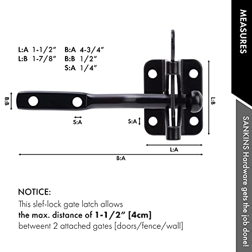 Self Locking Gate Latch for Wooden Fence with Pull String, 1pcs | Automatic vinyl gate latch, post mount automatic gravity fence latches for pool/garden/shed - size: With Pull Ring