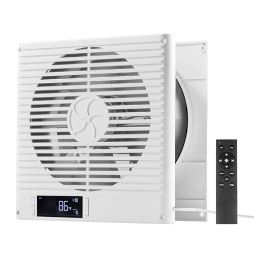 VEVOR Room to Room Fan, Two-Way Airflow Through-the-Wall Fan 8" with Remote, Temperature Control, 305 CFM 10-Speed Ventilation Quiet Vent for Bathroom, Laundry Room and Indoor - size: Dia. 8 inch, 305 CFM