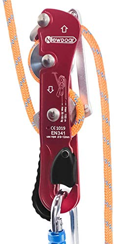 NewDoar Climbing Stop Descender Rappelling Belay for Ropes 10-12mm The Novices for Rescue & Arborist CE Certification - color: red