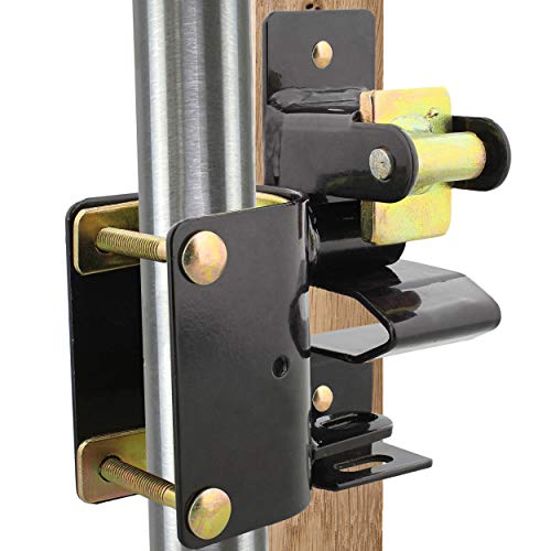 Rural365 Livestock One Way Latch for Cattle Gate - Black Farm Gate Metal Gate Latch 1 Way for Horse Corrals, Ranches