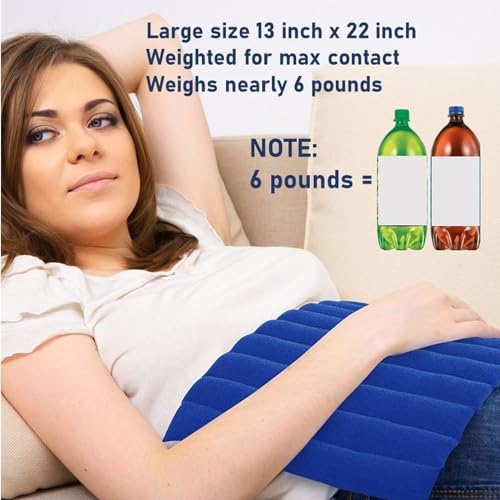 XL Microwavable Heating Pad with Cover Releases Moist Heat for Back Pain | ComfortCloud Natural Moisture from Weighted Microwave Heat Pad for Pain Relief, 13x22” with Washable Cover, Weighted 6 lbs - color: Blue