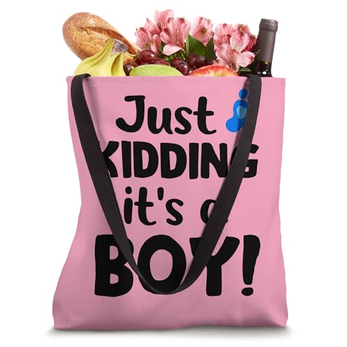 Just Kidding It's a Boy Pink Gender Reveal Party Supplies Tote Bag