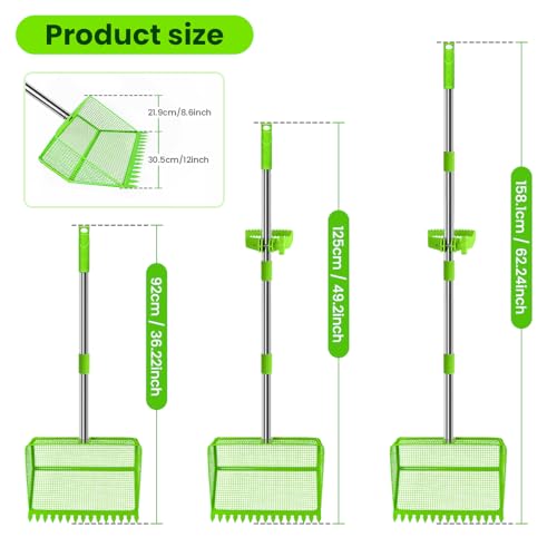 2026 Upgraded 2-in-1 Chicken Poop Scooper & Rake with Handle, 12inch Heavy-Duty Metal Chicken Coop Scoop for Sand Sifting Shovel Litter Scooper for Farm House Chicken Coop Cleaning Tools Accessories - color: Green
