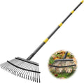 Rake for Leaves, Heavy Duty Leaf Rakes for Lawns & Yard - 65” Adjustable Long Handle 18” Width 25 Metal Tines - Gardening Rake for Adults Kids for Shrub,Grass,Mulch - style: 25 Tines 5FT