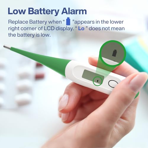 Boncare 10 Seconds Oral Thermometer for Adults and Kids, Dark Green | Accurate & Safe, Rectal Digital Thermometer for Baby, Fever Alarm - color: Dark Green