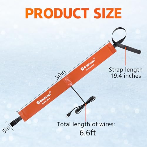 30 Inch Thermostatical Chicken Water Bucket Belt Heater, Silicone Chicken Waterer Heat Strap with 6.6 Ft Power Cord, Self-Regulating Poultry Water Heater Band for 2-5Gal Bucket Prevent Freezing