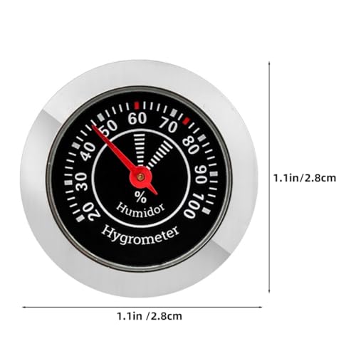 Hemoton 2-Pack Analog Cigar Humidor Hygrometer Round Mechanical Humidor Gauge Small Compact Humidity Meter for Cigar Box Violin Case Home Use