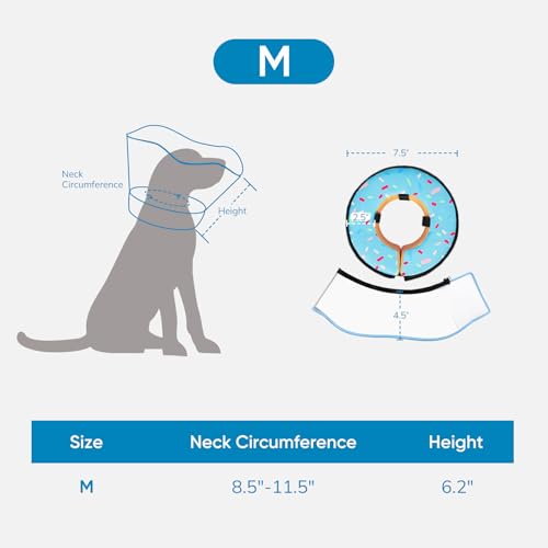 Supet Sponge Dog Cone Collar Stop Licking After Surgery, Dog Donut Collar | Adjustable Dog Recovery Collar Alternative, Detachable Shield, Soft, Comfy Cone, Neck Pillow for Medium Dogs - color: DonutBlue, size: M(Neck 8.5"-11.5")