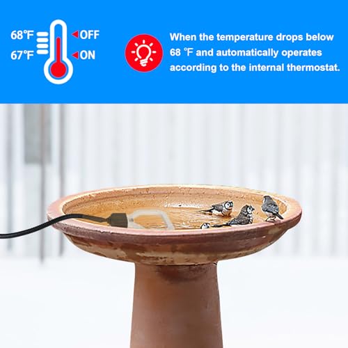 Magoog 500W Chicken Water Heater, 50Gal Chicken Water Deicer for Plastic Waterer, Liverstock Water Heater, Cast Aluminum Submersible De-icer, Bird Bath Heater with Built-in Thermostat Control