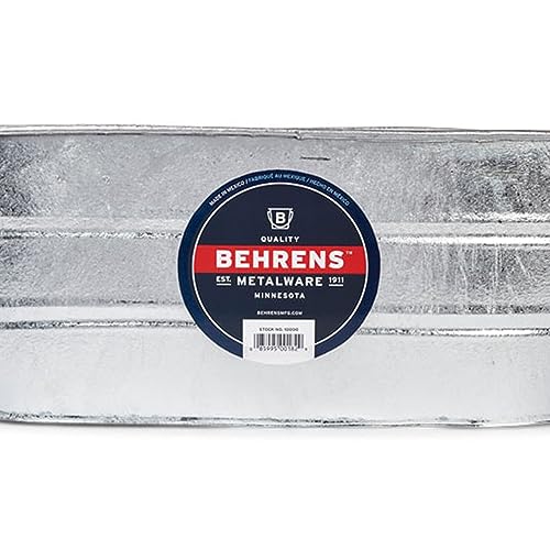Behrens 16 Gallon Round Galvanized Weatherproof Steel Tub with Wire Handle and Offset Bottom for Indoor Home and Outdoor Garden Use, Silver - size: 16 gallon