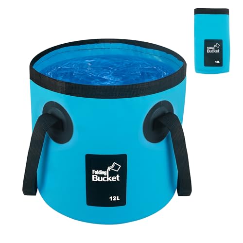 Car Wash Bucket 3.2 Gallon, Collapsible Bucket for Cleaning Supplies Car Wash Fishing, Plumbing Water Container Outdoor Camping Kids Sand Play Toy Organizer, Portable Laundry Wash Basin RV Essentials - color: Blue, size: 12L
