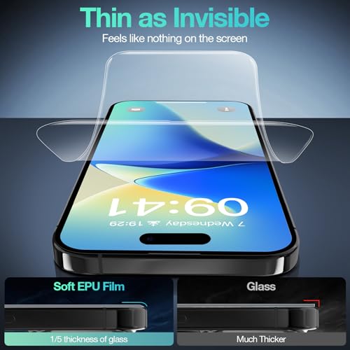 3 Pack Flexible Film Screen Protector for iPhone 16 Plus, Non-breakable Soft TPU Hydrogel Film for iPhone 16 Plus Screen Protector Film (NOT Glass) - size: iPhone 16 Plus