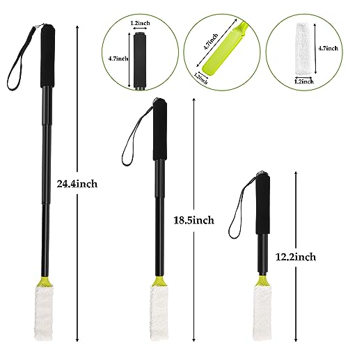 Toe Cleaning Brush,Foot Brush with Reusable Drying Covers.Foot Scrubber with Telescopic Aluminum Alloy 12"-24",Long- Handled Toe Lotion Applicator for Seniors,Elderly, Disabled Men and Women
