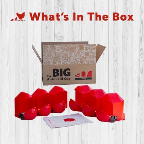 RentACoop DIY Waterer Kit - Auto-Fill Big Cups with Inserts - 6 Pack
