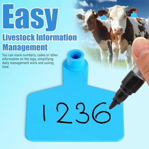 Blank Cattle Ear Tags 100 Pieces Livestock Identification Tags Blank Livestock Ear Tags for Cattle Cow Pig Goat Sheep Dog (Blue 3x2.44'') - color: Blue 3x2.5''
