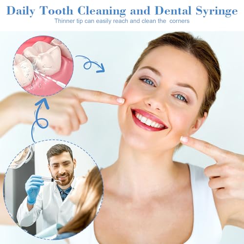 100 Pcs Dental Syringe with Curved Tip,12ml Disposable Irrigation Syringe with Measure Scale for Liquid, Oral Dental Care, Tonsil Stones Removing, Feed Small Pet,Lab