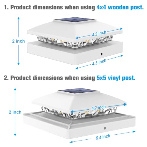VOLISUN 24 Pack White Solar Post Cap Lights Fit 4x4 Fence Deck Post | Waterproof outdoor lighting, warm white glow, fits wooden & vinyl 4x4 posts, solar powered for yard patio fence deck - color: White, size: 24 Pack