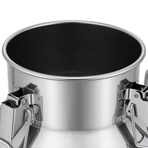 DYNAMI 2.6Gal Stainless Steel Milk Can with Sealed Lid and Handles,Anti-Leak Liquid Storage Barrel,Food Grade Container for Milk, Liquid,Solid Storage and Transport,Large Opening for Easy Cleaning - size: 2.6Gal