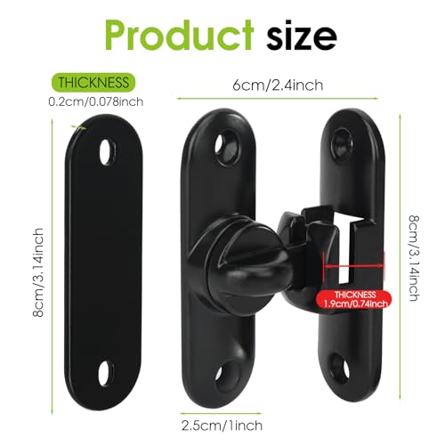 Flip Door Latch Gate Latches 90/180 Degree Barn Door Lock Safety Door Lock for Barn, Sliding Door, Garden, Bathroom, Cabinet, Window Outdoor (1, Black) - color: Black