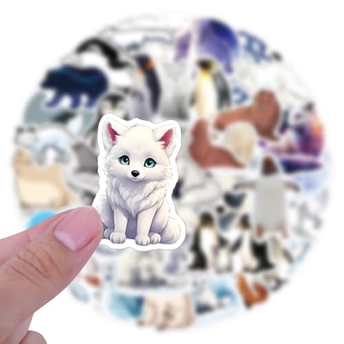 Cute Artic Animals Stickers Penguin Polar Bear Decals for Kids Teen 60PCS | Waterproof Vinyl Kawaii Artic Animal Sticker for Water Bottle Laptop Luggage Skateboard Gifts for Adult Decal Teachers Reward - color: Arctic