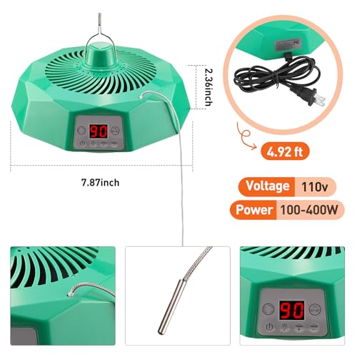 Chicken Coop Heater with Circulation Fan and Temperature Adjustment, Measure Temperature, Lighting and Remote Control, Ideal for Chicken,Poultry Brooding, Pets, Reptiles,Small Animals