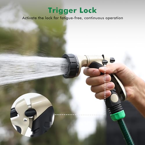 RESTMO Garden Hose Nozzle, Heavy Duty Metal Water Hose Nozzle for Outdoor | Hose Sprayer Nozzle with 7 Adjustable Spray Patterns, Leak Proof Nozzle Ideal for Watering Plants and Lawn, Pet Showering - size: 7 Spray Patterns-Rear-Press Lever Control