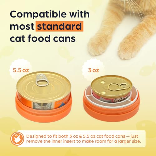 Canned Cat Food Storage Container Patent Pending Reusable Airtight Can Cover Pet Food Sealer - Keeps Cat Food Container Sealed and Fresh in the Fridge, Eliminates Odor (1 pack)