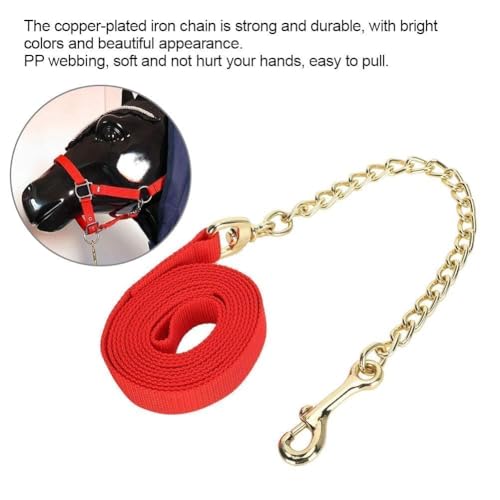 Leather Poly Lead Rope,Horse Value Rope with Iron Chain Red | Horse Lead Rope, Rope Leash Lead Horse Lunge Line Weather Resistant Lead Line for Equestrian and Livestock