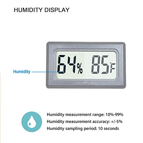 Reptile Thermometer Hygrometer Meter Indoor Temperature Gauge | Fahrenheit ℉ Mini Digital Humidity for Outdoor Office Humidors Jars Incubators Guitar Case
