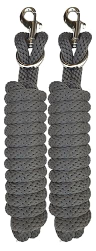 Majestic Ally Pack of 2 Solid Poly Lead Rope for Horses & Livestock – 10 Foot Long and 5/8 inch Thick - Replaceable Heavy-Duty Bolt Snap – Handmade – Soft, Broken in Feel (Dark Gray) - color: Dark Gray