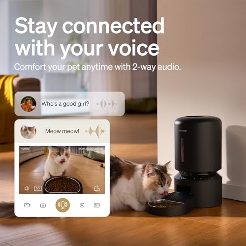 PETLIBRO Automatic Cat Feeder with Camera, 1080P HD Video with Night Vision, 5G WiFi Pet Feeder with 2-Way Audio, Low Food & Blockage Sensor, Motion & Sound Alerts for Cat & Dog Single Tray - color: Black, size: 5l-camera
