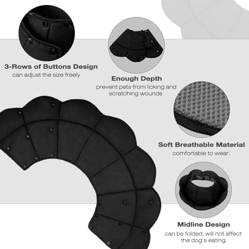 Soft Dog Cone for Large Dogs,Adjustable Dogs Recovery Collar | Protective Elizabethan Cones,E Collar Alternative to Stop Licking,Comfortable Dog Cones,Black,M - color: Black, size: M(Neck Girth:11.02"-14.17")