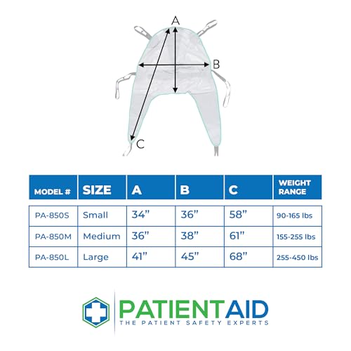 Patient Aid Full Body Mesh Divided Leg Sling for for Hoyer Patient Lift | Holds up to 450 lb | Easy-to-Wash Mesh Fabric | Divided-Leg Design | Neck & Back Support | Hoyer Safe Lifting for Elderly - size: Large