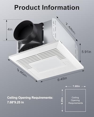 GROWNEER Bathroom Exhaust Fan with Light, 110 CFM 1.0 Sone Exhaust Fan No Attic Access Needed, Ceiling or Wall Mount, 7.68 x 9.25 inch, 35W Bathroom Fan with LED Light 3CCT Adjustable 600LM, White - color: 3CCT