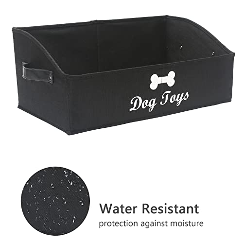 Dog Toy Basket Large Dog Toy bin Dog Toy Box Storage Box - Foldable Fabric Trapezoid Organizer Boxes with Handle, Collapsible Basket for Dog Toys (Black-Dog) - color: Black, size: Large - Dog Toys