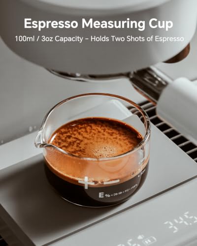 2 oz Espresso Shot Measuring Cup Glass, Clear, 1 Pack | Handleless Compact, Spill and Easy Pouring V-Shaped Spout, Dual-cup setup, Heat-resistant - color: Clear