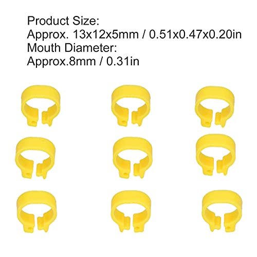 Zerodis 100PCS 8mm Leg Rings, Plastic Identification Bands for Pigeons, with Reusable Easy to Install for Poultry Dove Marking (Yellow) - color: Yellow