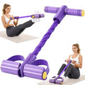Pedal Resistance Band with Handle, 6-Tube Natural Rubber Exercise Bands | Upgraded Foot Pedal Resistance Bands for Working Out, Multifunction Tension Rope for Abdomen, Waist, Arm, Leg, Pilates - color: Purple